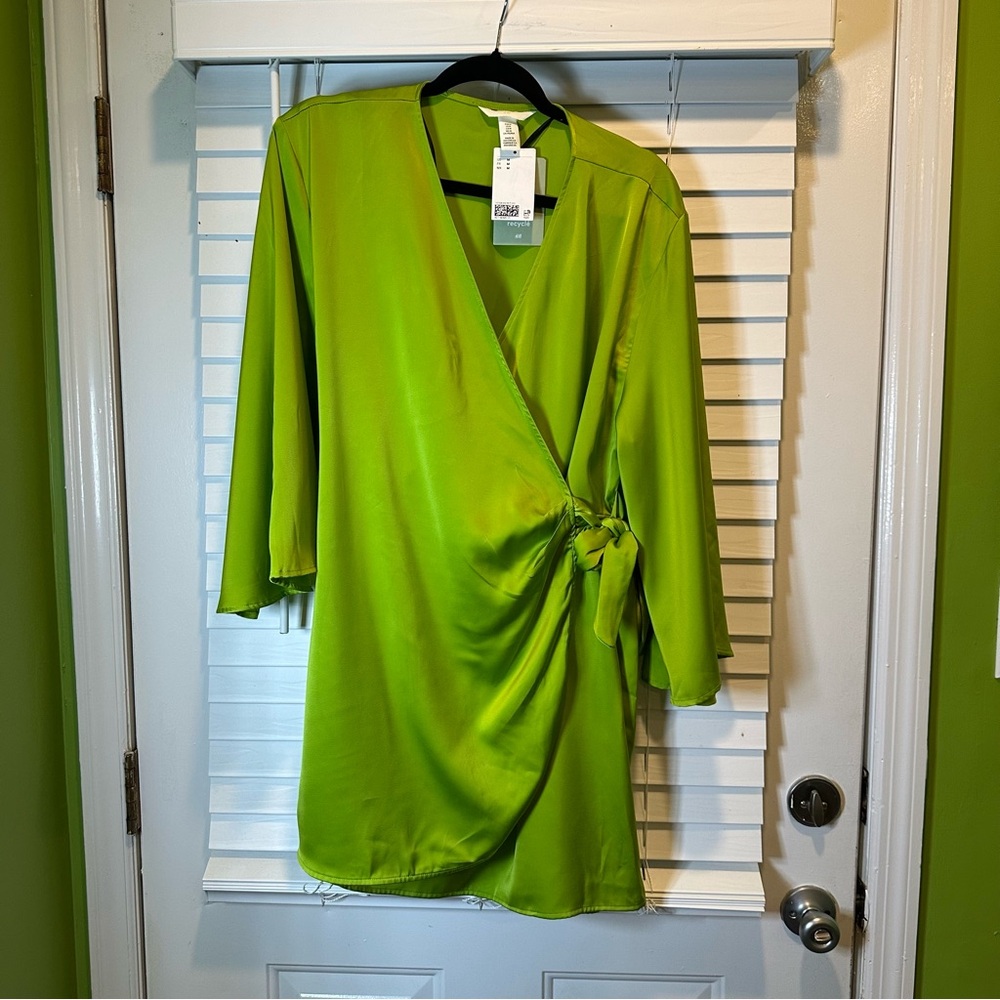 H&M Bright Green Mini Wrap Dress